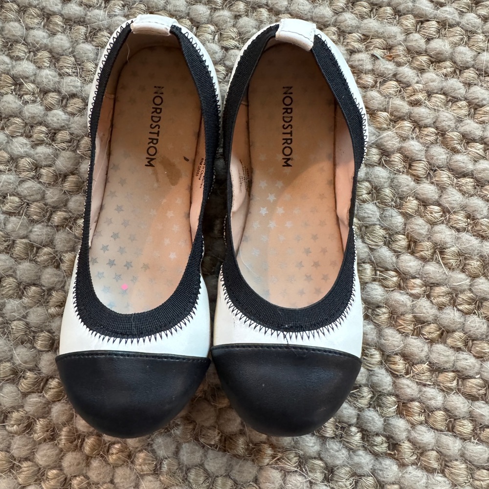 Nordstrom Black and White Cap-Toe Ballet Flats